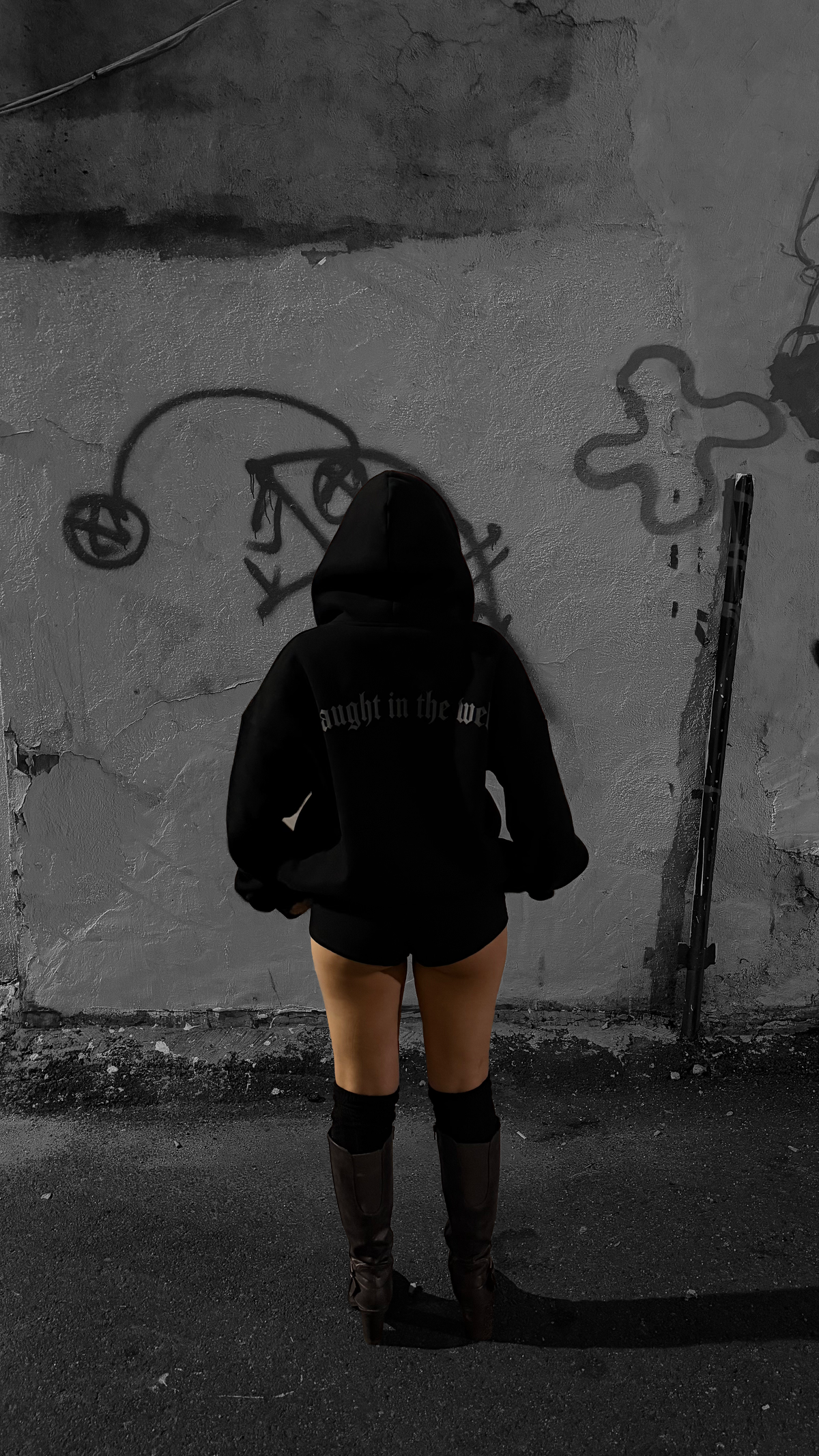 Black Webster Ct. Zip-Up Hoodie — Caught in the Web