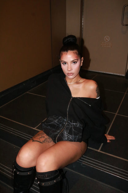 Black Webster Ct. Zip-Up Hoodie — Caught in the Web