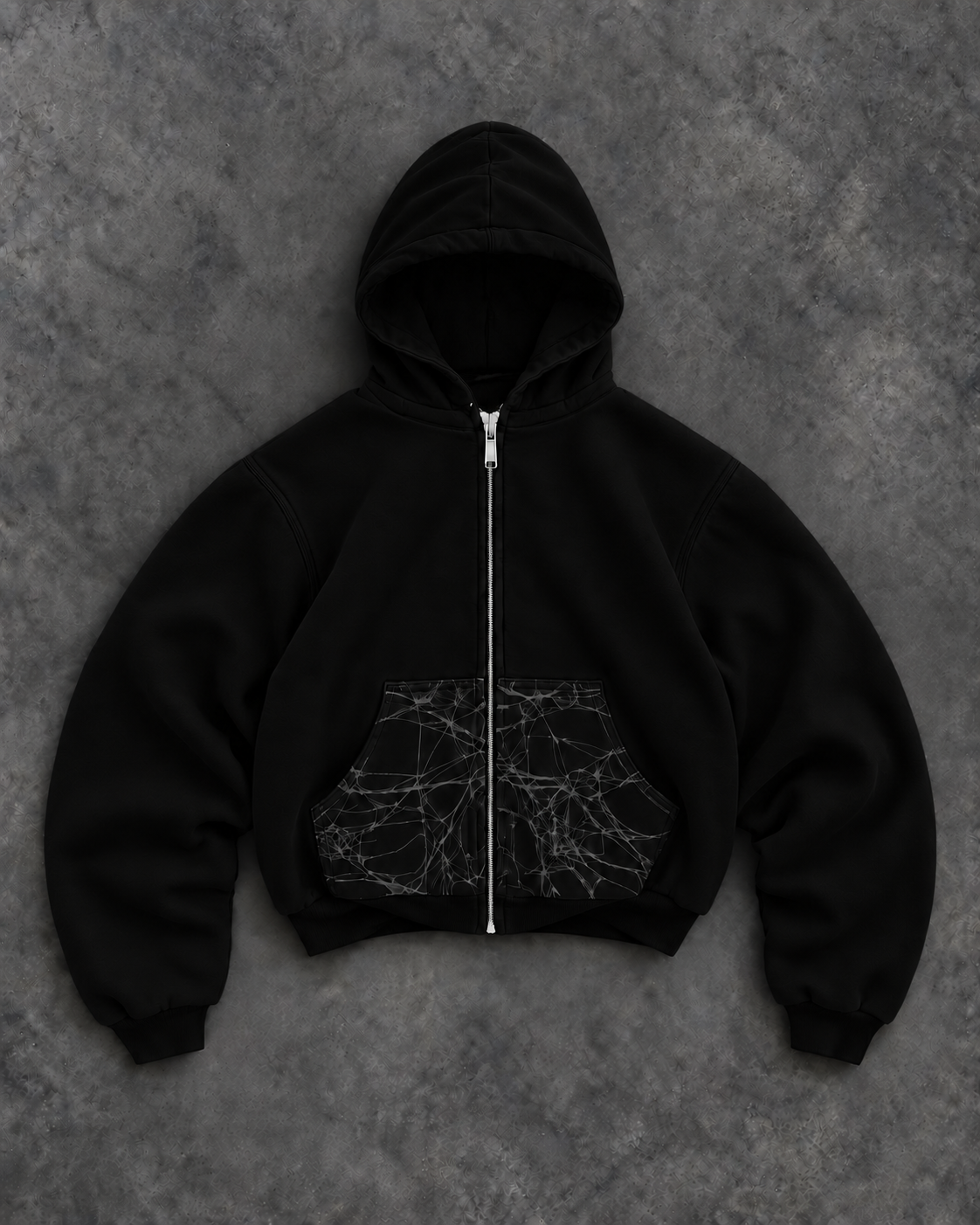 Black Webster Ct. Zip-Up Hoodie — Caught in the Web