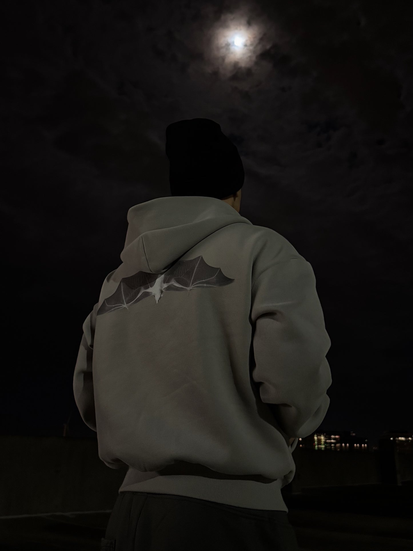 Cropped Zip Up Bat Hoodie