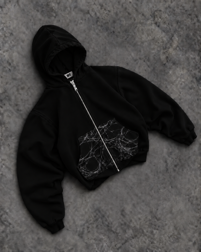 Black Webster Ct. Zip-Up Hoodie — Caught in the Web
